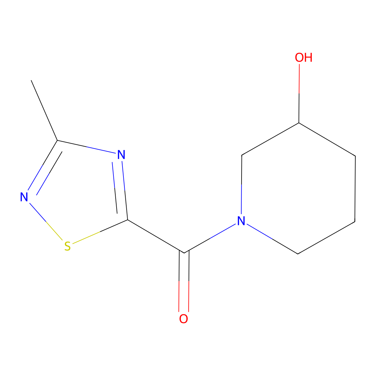 (3-Hydroxypiperidin-1-yl)(3-methyl-1,2,4-thiadiazol-5-yl)methanone molecular structure, CAS 1448044-26-5