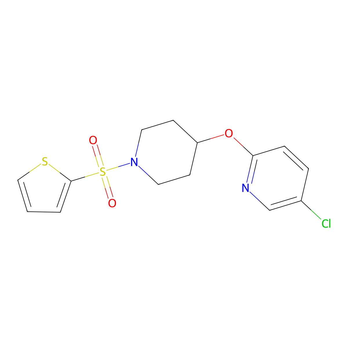 5-Chloro-2-((1-(thiophen-2-ylsulfonyl)piperidin-4-yl)oxy)pyridine molecular structure, CAS 1448044-27-6