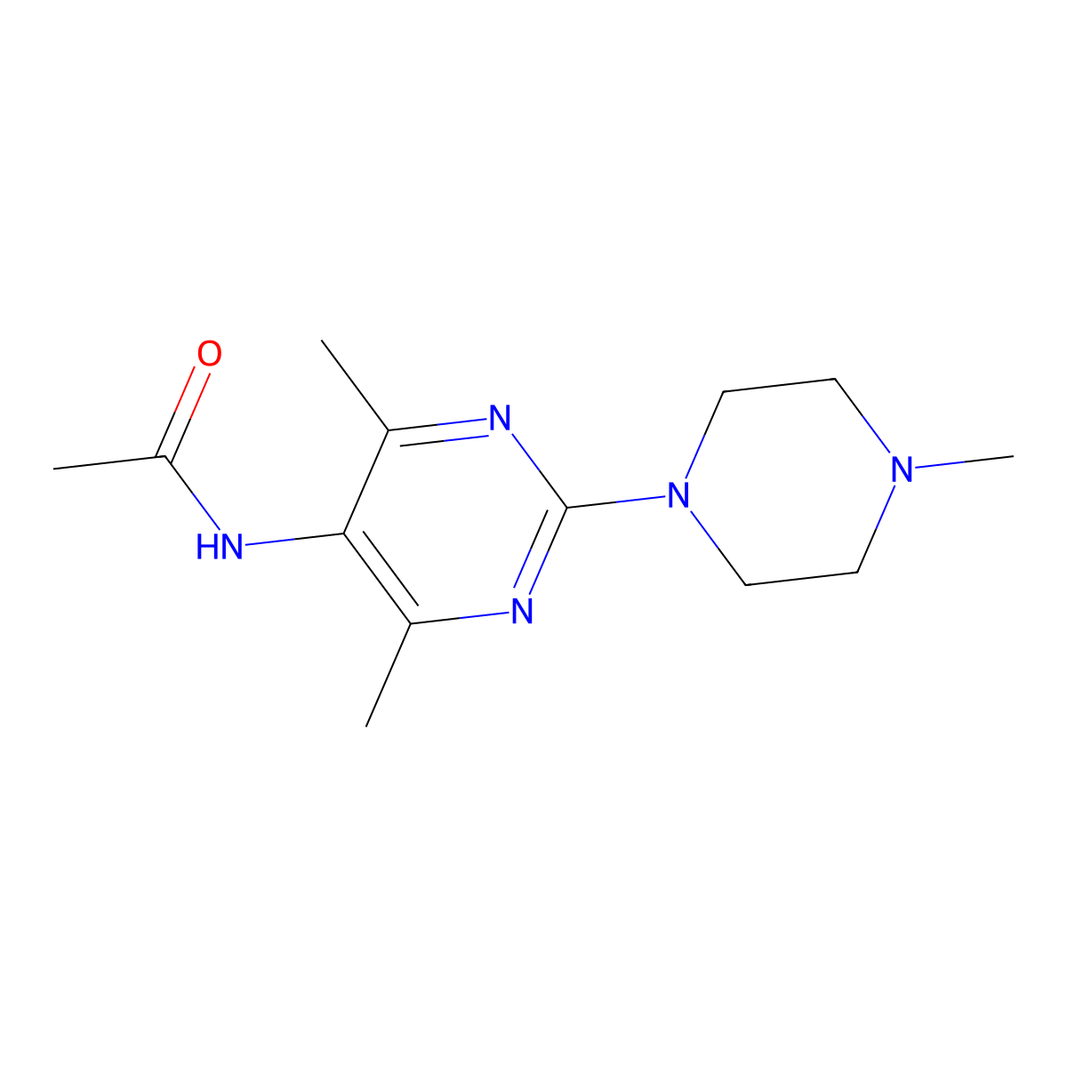 N-[4,6-Dimethyl-2-(4-methylpiperazin-1-YL)pyrimidin-5-YL]acetamide molecular structure, CAS 1448044-32-3