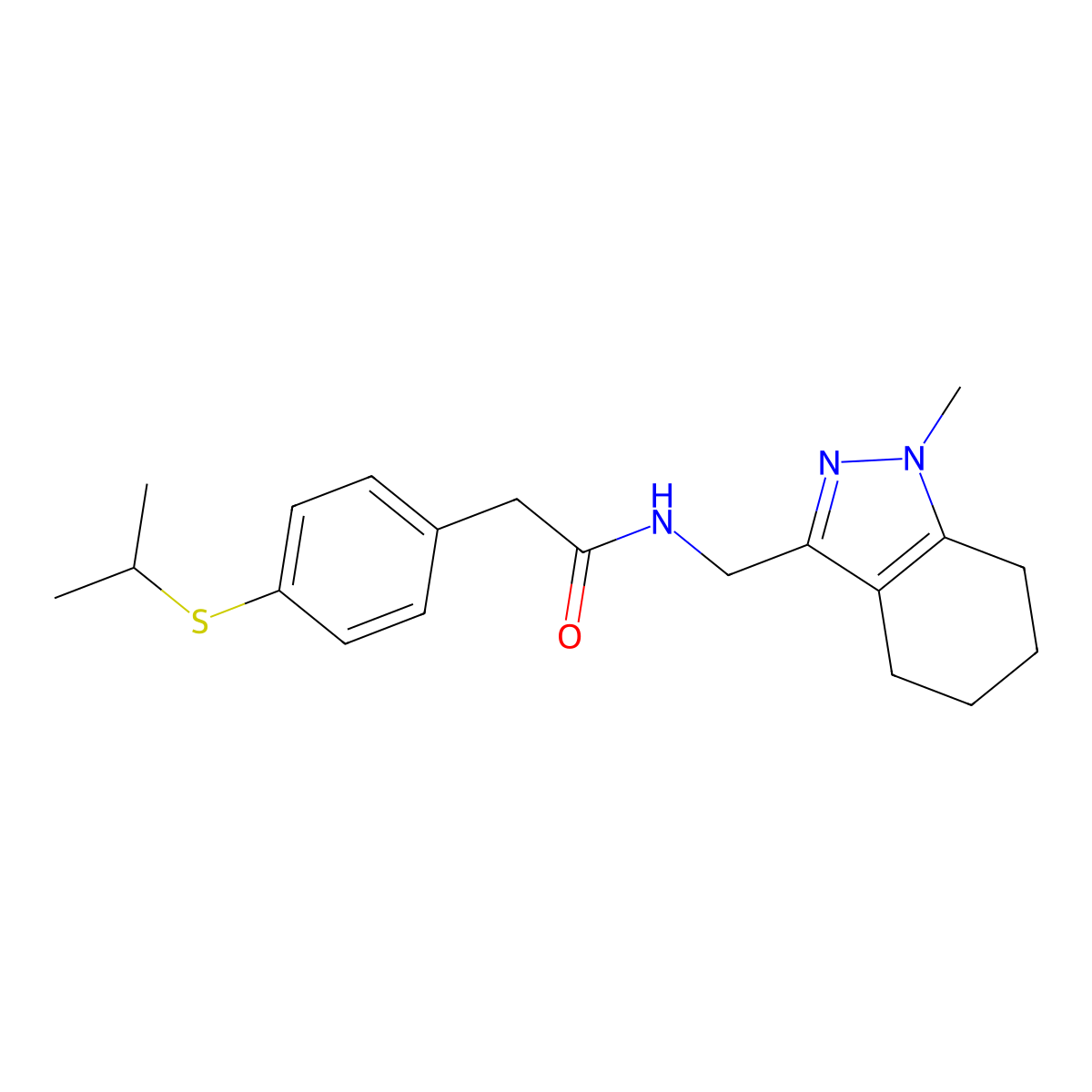 2-(4-(isopropylthio)phenyl)-N-((1-methyl-4,5,6,7-tetrahydro-1H-indazol-3-yl)methyl)acetamide molecular structure, CAS 1448044-41-4