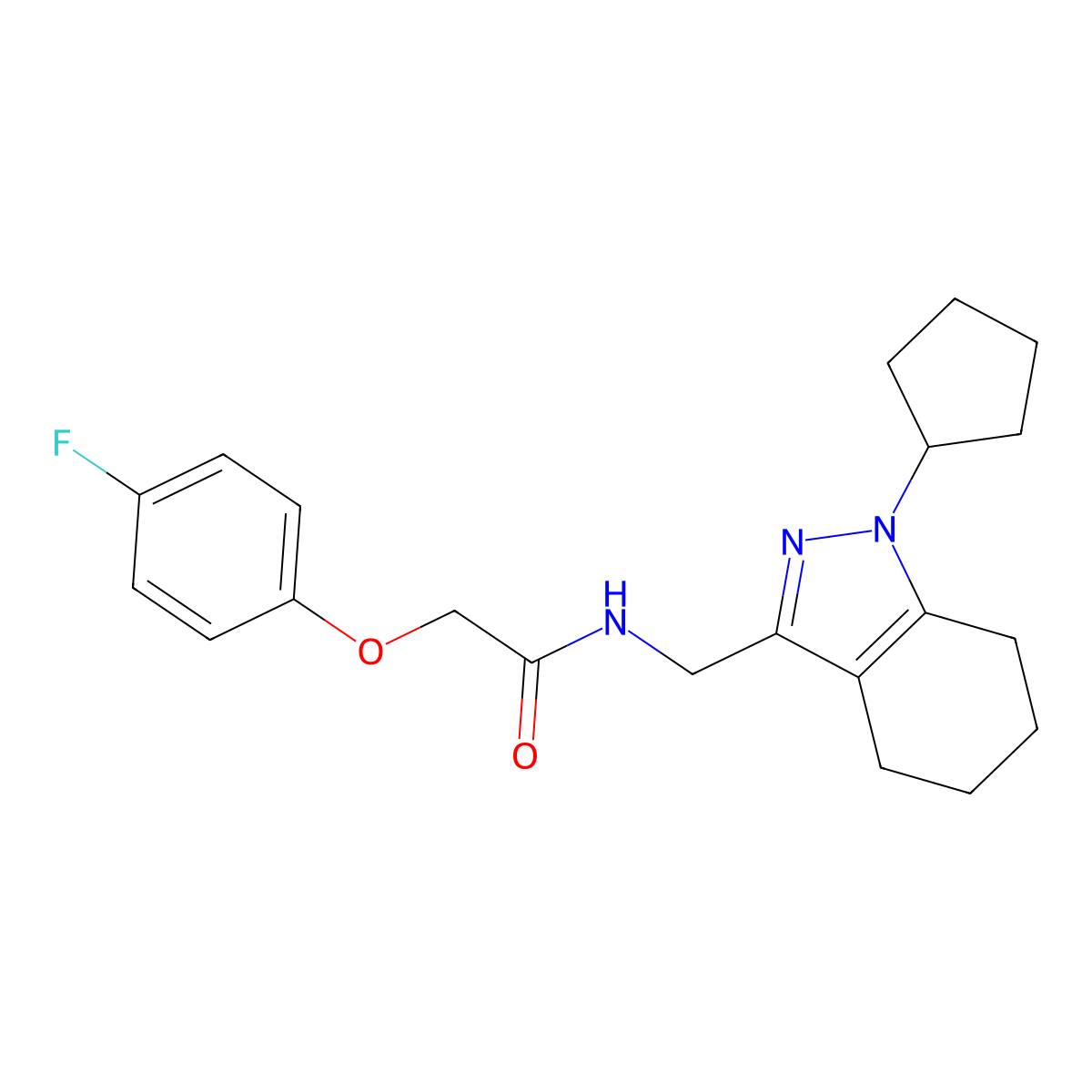 N-[(1-cyclopentyl-4,5,6,7-tetrahydro-1H-indazol-3-yl)methyl]-2-(4-fluorophenoxy)acetamide molecular structure, CAS 1448044-46-9