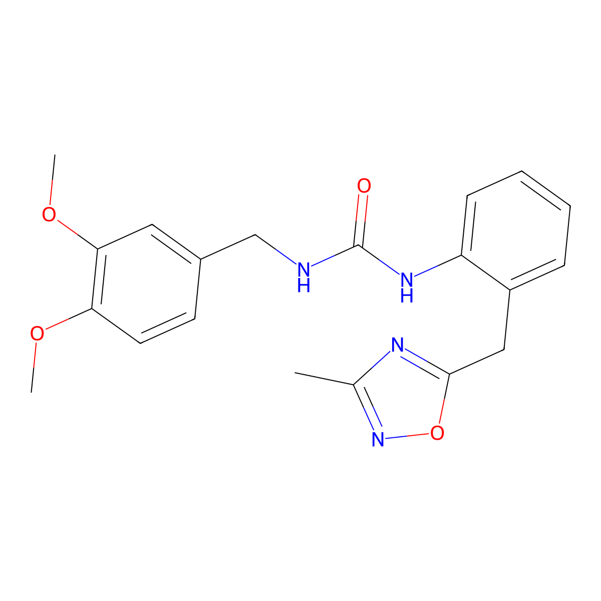 1-(3,4-Dimethoxybenzyl)-3-(2-((3-methyl-1,2,4-oxadiazol-5-yl)methyl)phenyl)urea molecular structure, CAS 1448044-47-0
