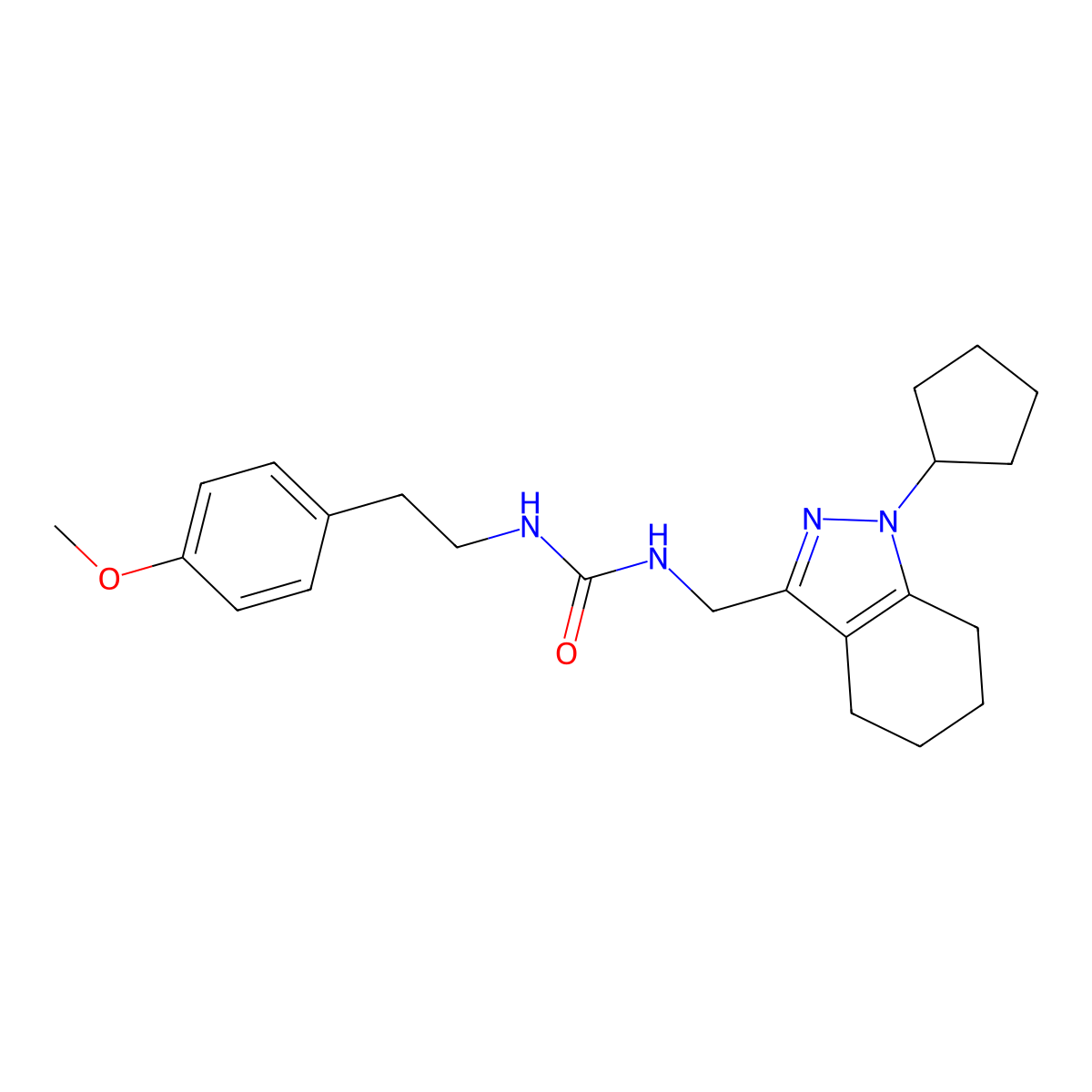 1-((1-cyclopentyl-4,5,6,7-tetrahydro-1H-indazol-3-yl)methyl)-3-(4-methoxyphenethyl)urea molecular structure, CAS 1448044-48-1