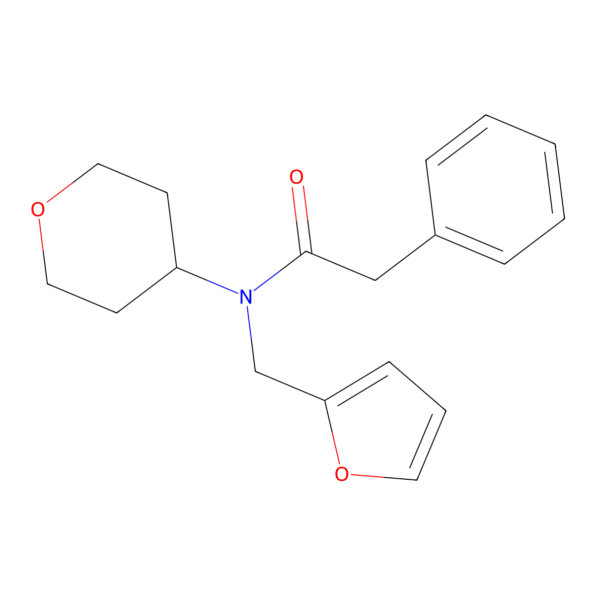 N-(furan-2-ylmethyl)-2-phenyl-N-(tetrahydro-2H-pyran-4-yl)acetamide molecular structure, CAS 1448044-50-5