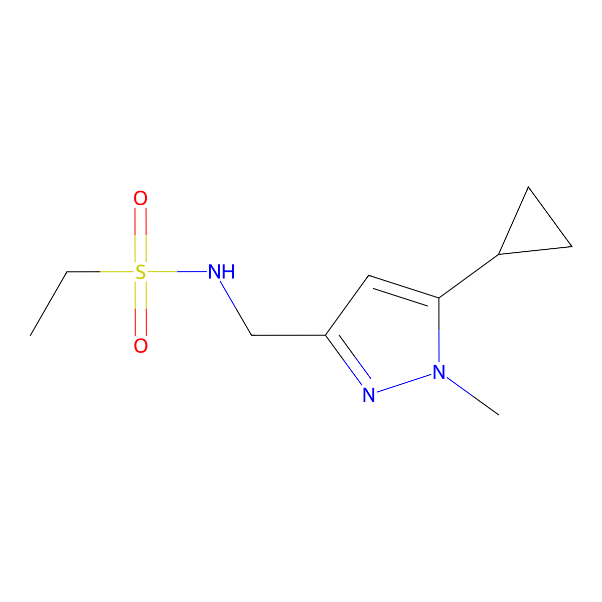 N-((5-cyclopropyl-1-methyl-1H-pyrazol-3-yl)methyl)ethanesulfonamide molecular structure, CAS 1448044-53-8