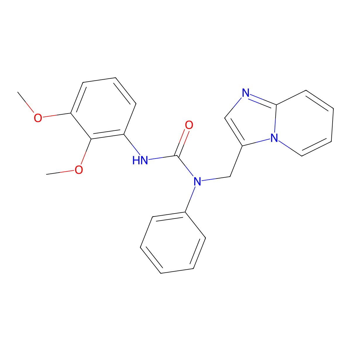3-(2,3-Dimethoxyphenyl)-1-(imidazo[1,2-a]pyridin-3-ylmethyl)-1-phenylurea molecular structure, CAS 1448044-58-3