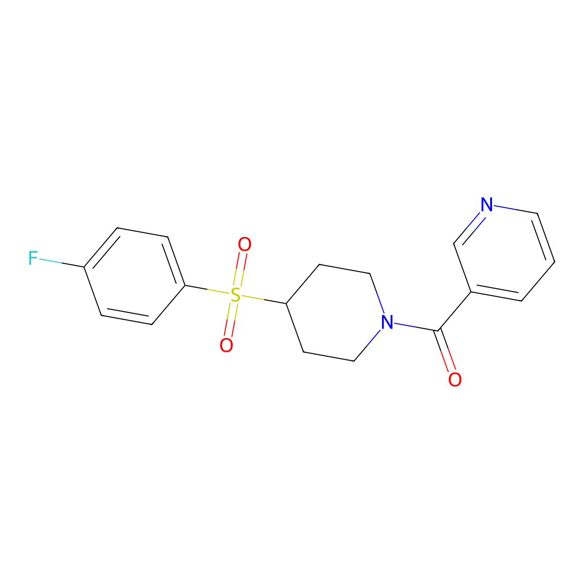(4-((4-Fluorophenyl)sulfonyl)piperidin-1-yl)(pyridin-3-yl)methanone molecular structure, CAS 1448044-59-4