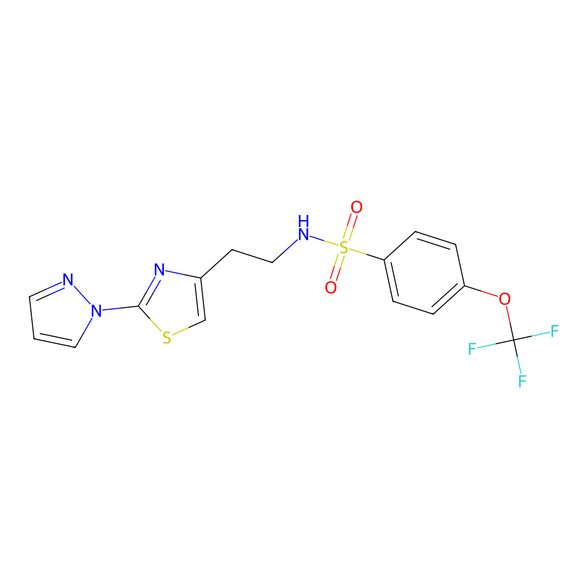 N-(2-(2-(1H-pyrazol-1-yl)thiazol-4-yl)ethyl)-4-(trifluoromethoxy)benzenesulfonamide molecular structure, CAS 1448044-64-1