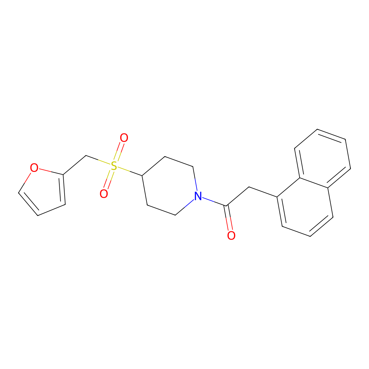 1-(4-((Furan-2-ylmethyl)sulfonyl)piperidin-1-yl)-2-(naphthalen-1-yl)ethanone molecular structure, CAS 1448044-65-2