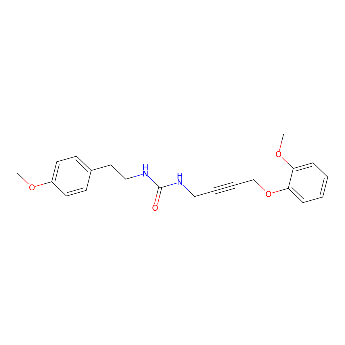 1-(4-Methoxyphenethyl)-3-(4-(2-methoxyphenoxy)but-2-yn-1-yl)urea molecular structure, CAS 1448044-68-5