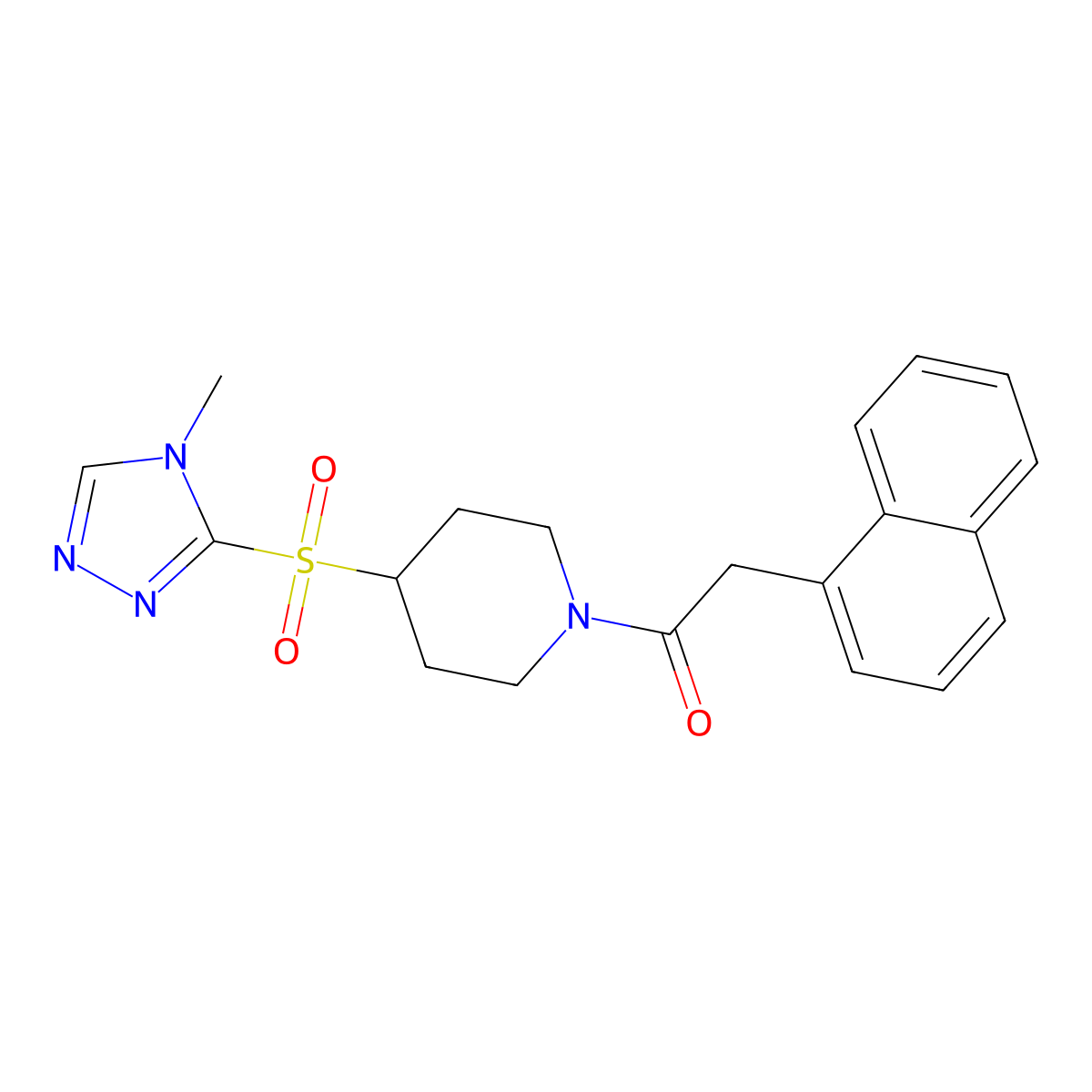 1-(4-((4-methyl-4H-1,2,4-triazol-3-yl)sulfonyl)piperidin-1-yl)-2-(naphthalen-1-yl)ethanone molecular structure, CAS 1448044-75-4