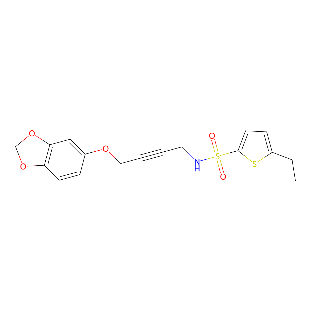 N-(4-(benzo[d][1,3]dioxol-5-yloxy)but-2-yn-1-yl)-5-ethylthiophene-2-sulfonamide molecular structure, CAS 1448044-76-5