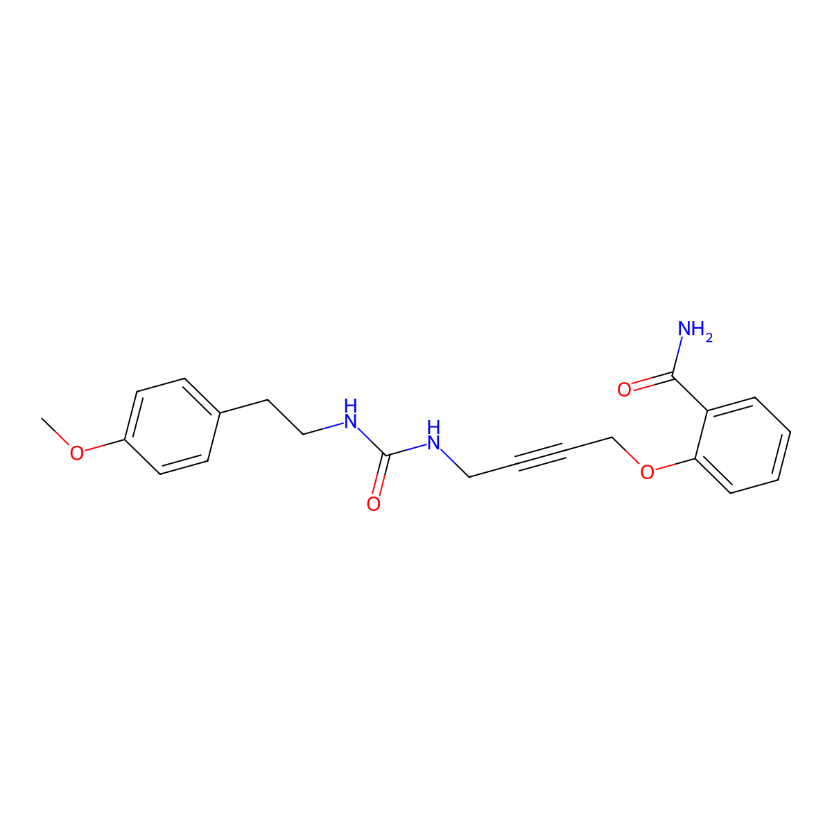 2-((4-(3-(4-Methoxyphenethyl)ureido)but-2-yn-1-yl)oxy)benzamide molecular structure, CAS 1448044-79-8