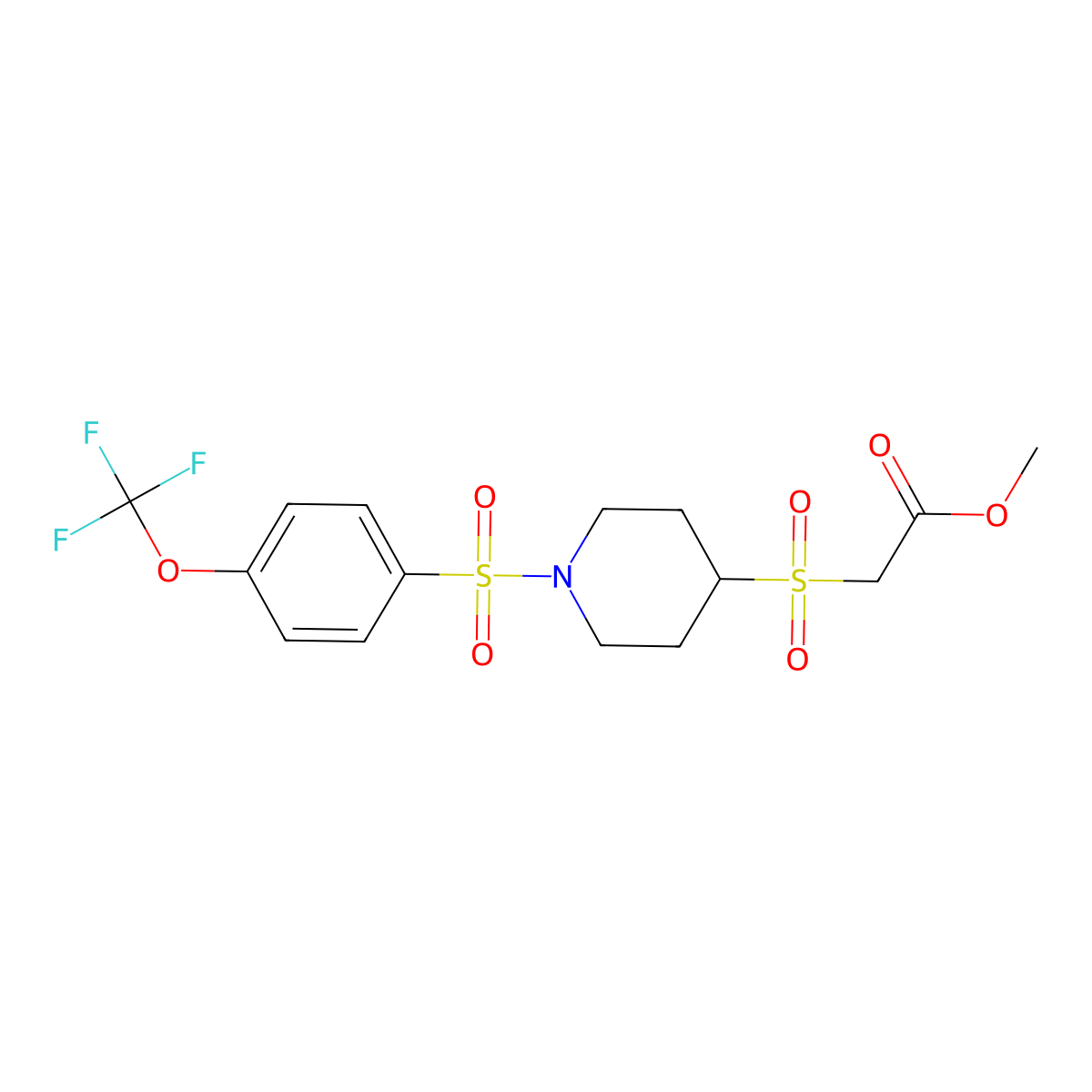 Methyl 2-((1-((4-(trifluoromethoxy)phenyl)sulfonyl)piperidin-4-yl)sulfonyl)acetate molecular structure, CAS 1448044-80-1