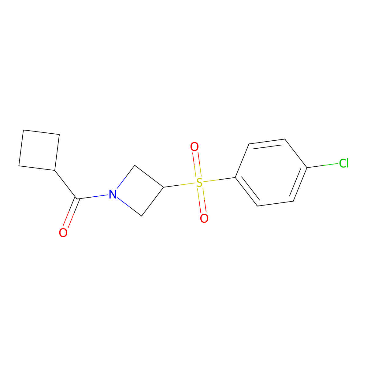 (3-((4-Chlorophenyl)sulfonyl)azetidin-1-yl)(cyclobutyl)methanone molecular structure, CAS 1448044-85-6