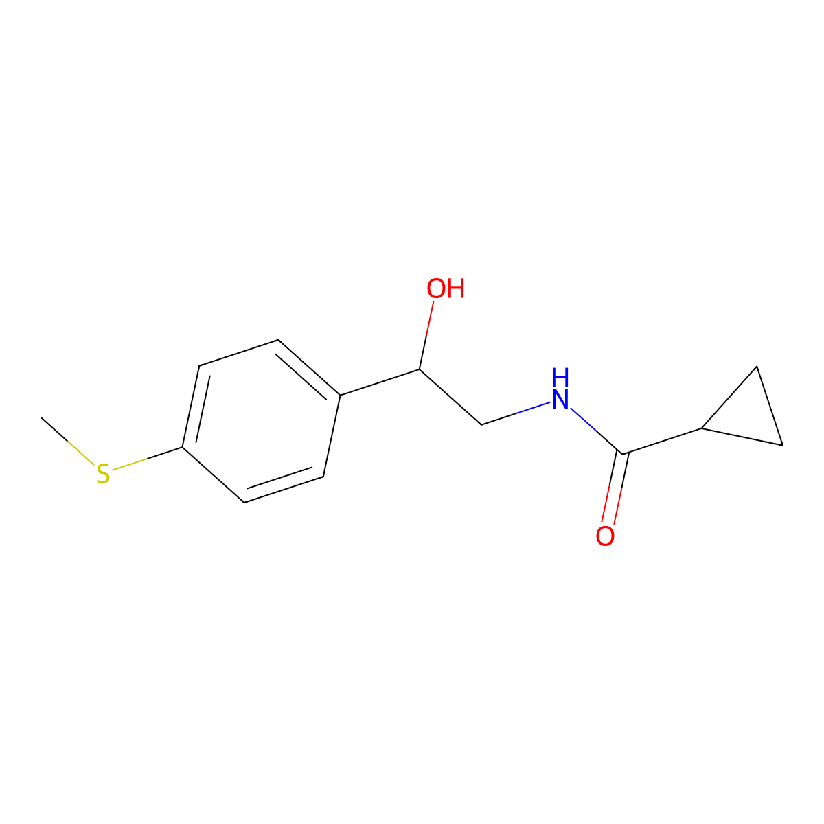 N-(2-hydroxy-2-(4-(methylthio)phenyl)ethyl)cyclopropanecarboxamide molecular structure, CAS 1448044-86-7