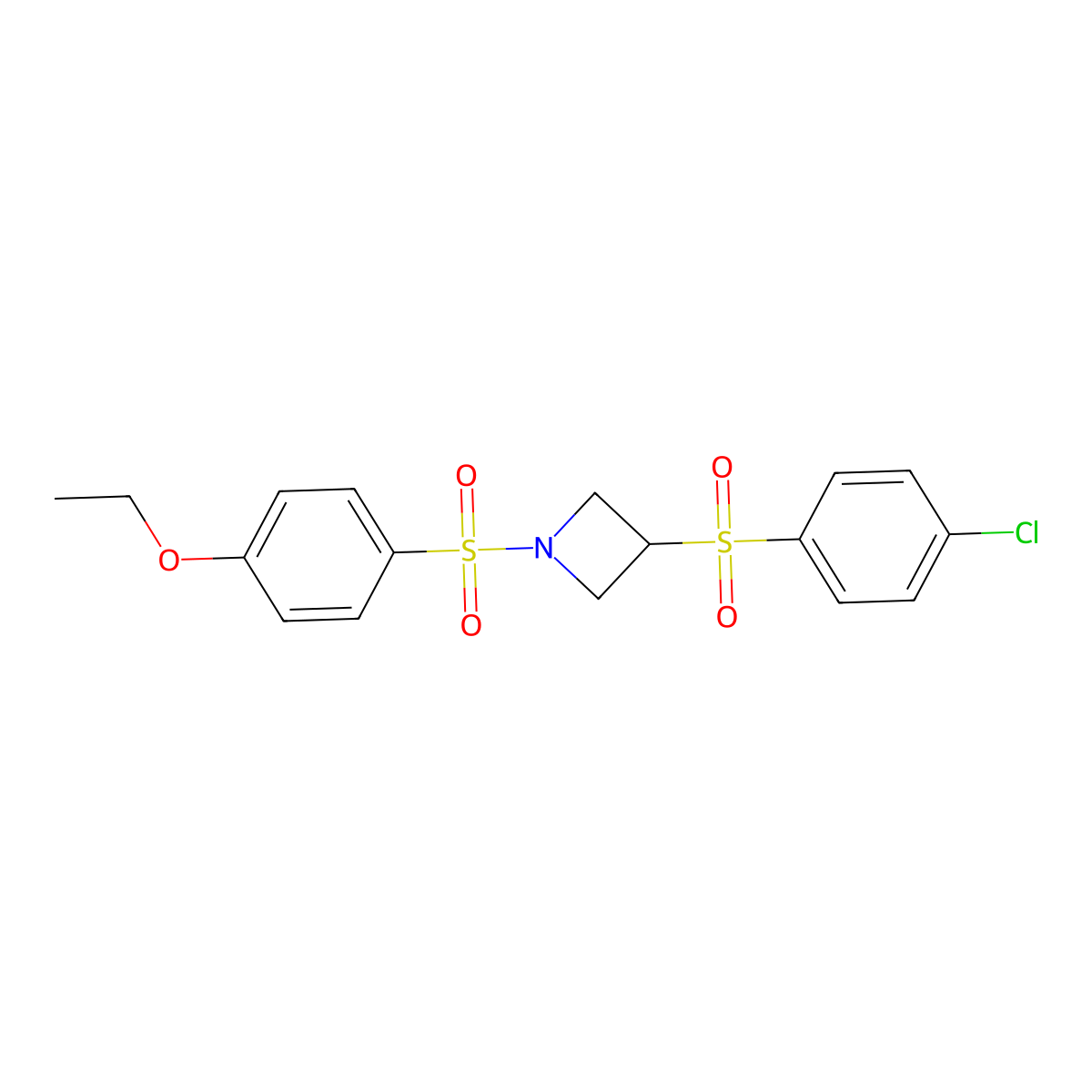 3-((4-Chlorophenyl)sulfonyl)-1-((4-ethoxyphenyl)sulfonyl)azetidine molecular structure, CAS 1448044-87-8