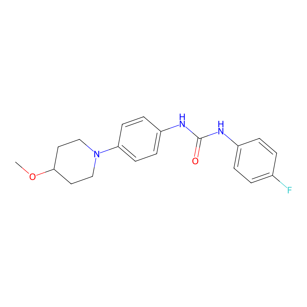 1-(4-Fluorophenyl)-3-[4-(4-methoxypiperidin-1-YL)phenyl]urea molecular structure, CAS 1448044-90-3