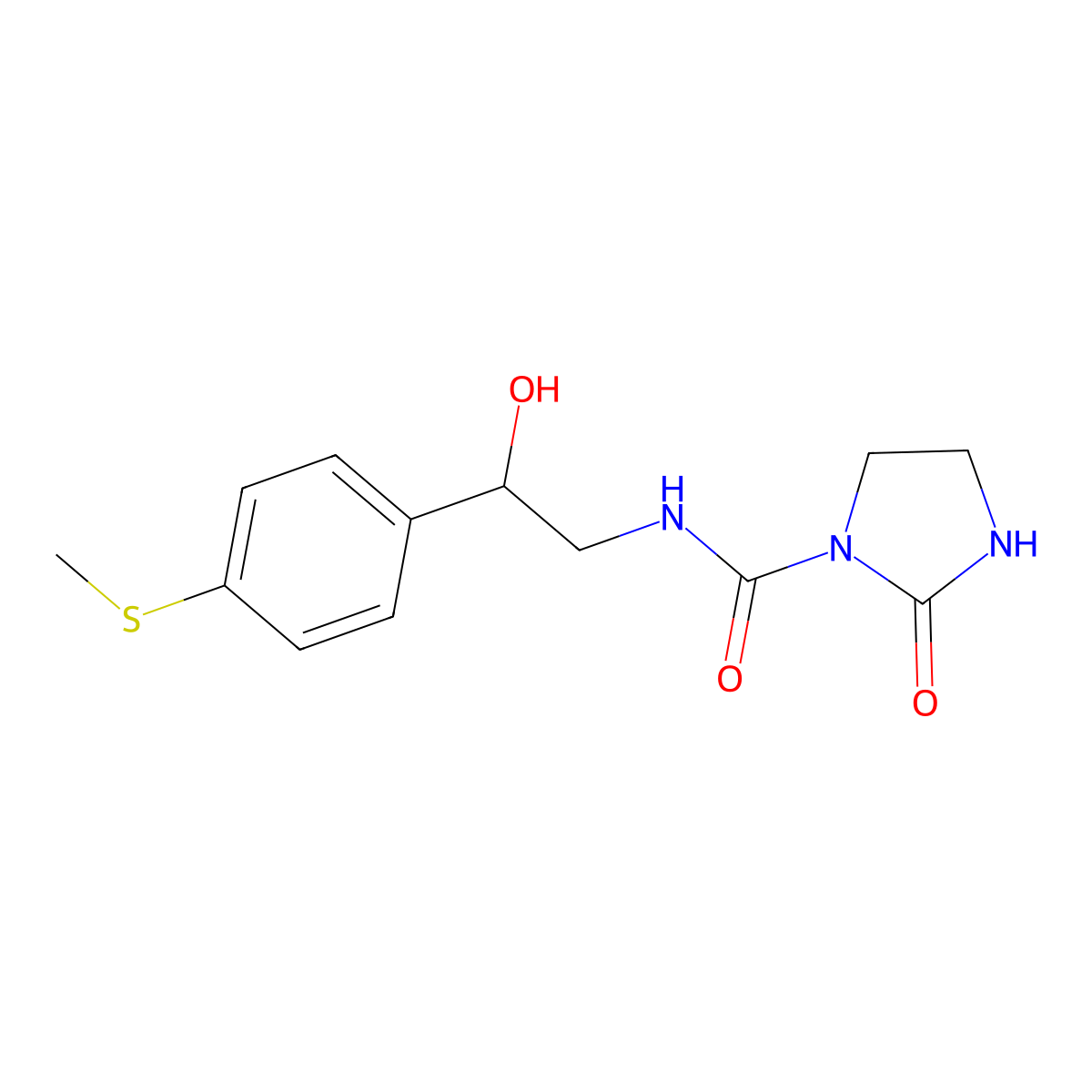 N-(2-hydroxy-2-(4-(methylthio)phenyl)ethyl)-2-oxoimidazolidine-1-carboxamide molecular structure, CAS 1448044-92-5