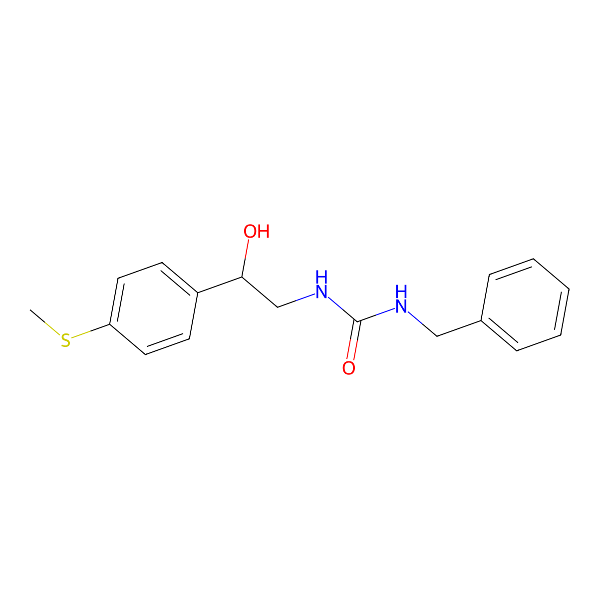 1-Benzyl-3-(2-hydroxy-2-(4-(methylthio)phenyl)ethyl)urea molecular structure, CAS 1448044-95-8