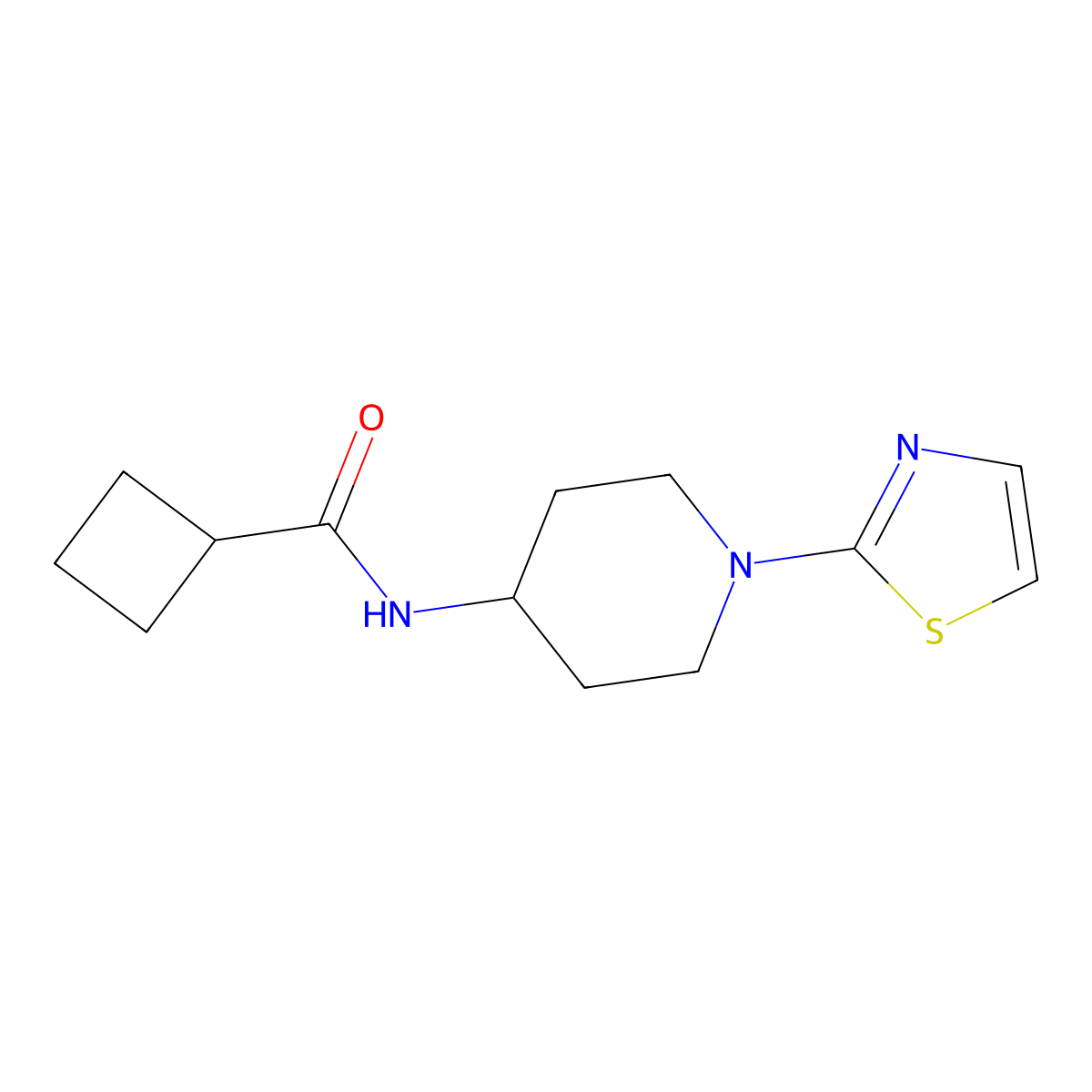 N-(1-(thiazol-2-yl)piperidin-4-yl)cyclobutanecarboxamide molecular structure, CAS 1448044-96-9