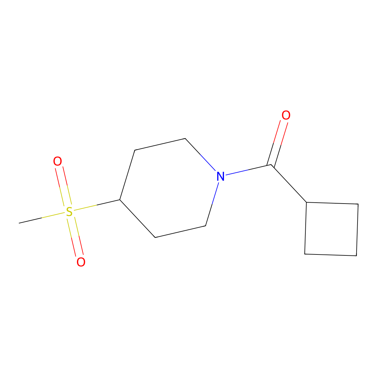 1-Cyclobutanecarbonyl-4-methanesulfonylpiperidine molecular structure, CAS 1448044-98-1