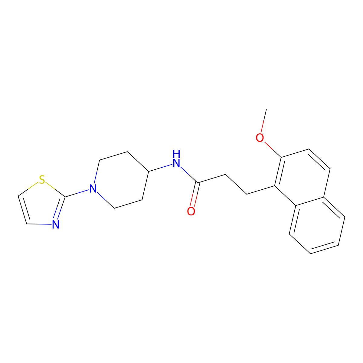 3-(2-methoxynaphthalen-1-yl)-N-(1-(thiazol-2-yl)piperidin-4-yl)propanamide molecular structure, CAS 1448045-00-8