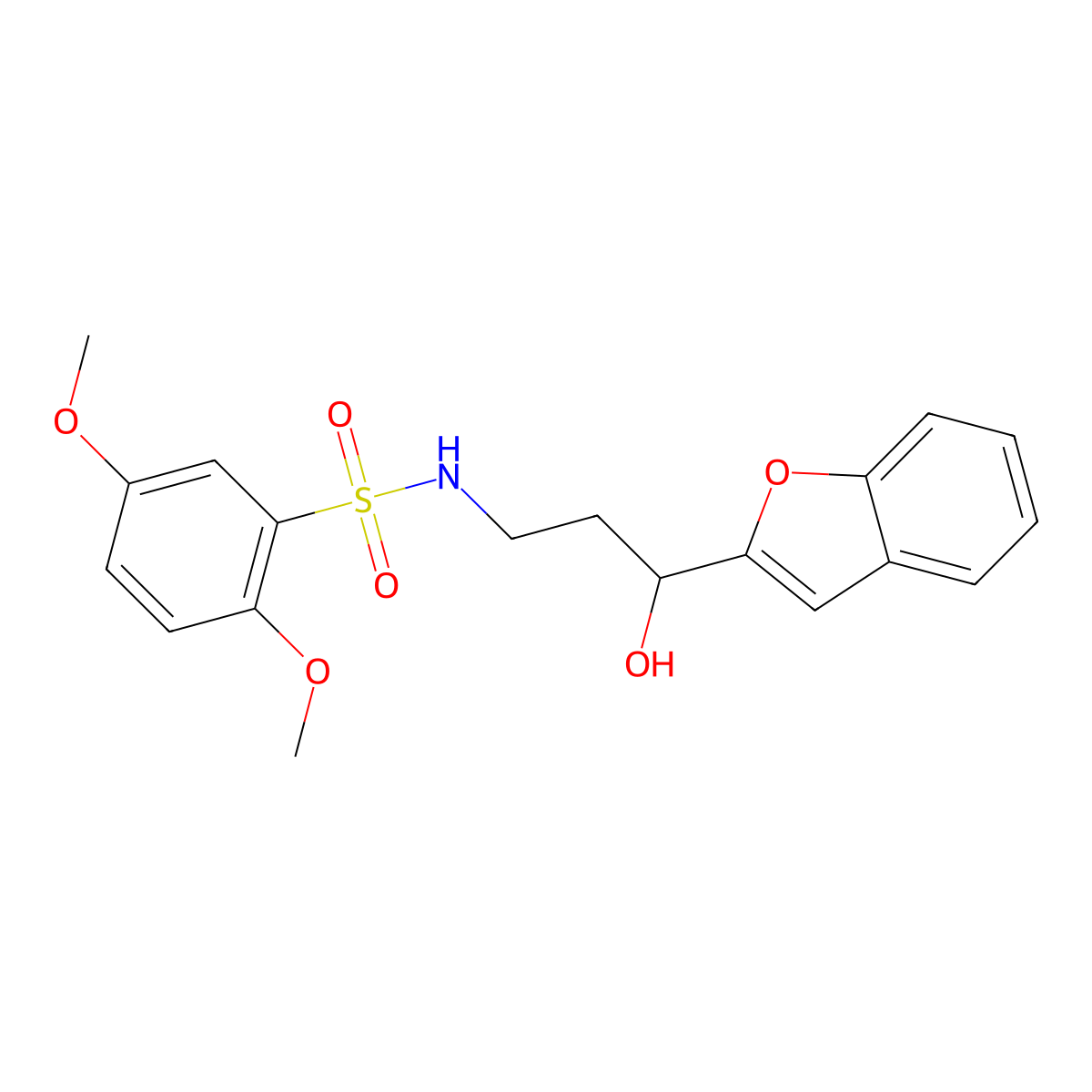 N-(3-(benzofuran-2-yl)-3-hydroxypropyl)-2,5-dimethoxybenzenesulfonamide molecular structure, CAS 1448045-02-0