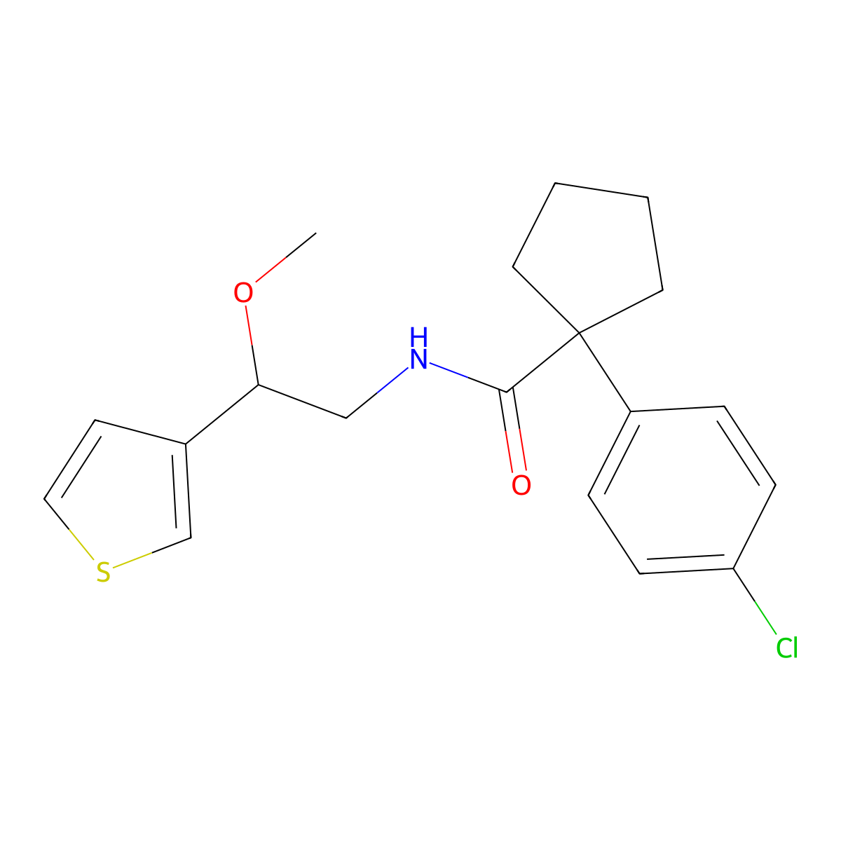 1-(4-chlorophenyl)-N-(2-methoxy-2-(thiophen-3-yl)ethyl)cyclopentanecarboxamide molecular structure, CAS 1448045-07-5