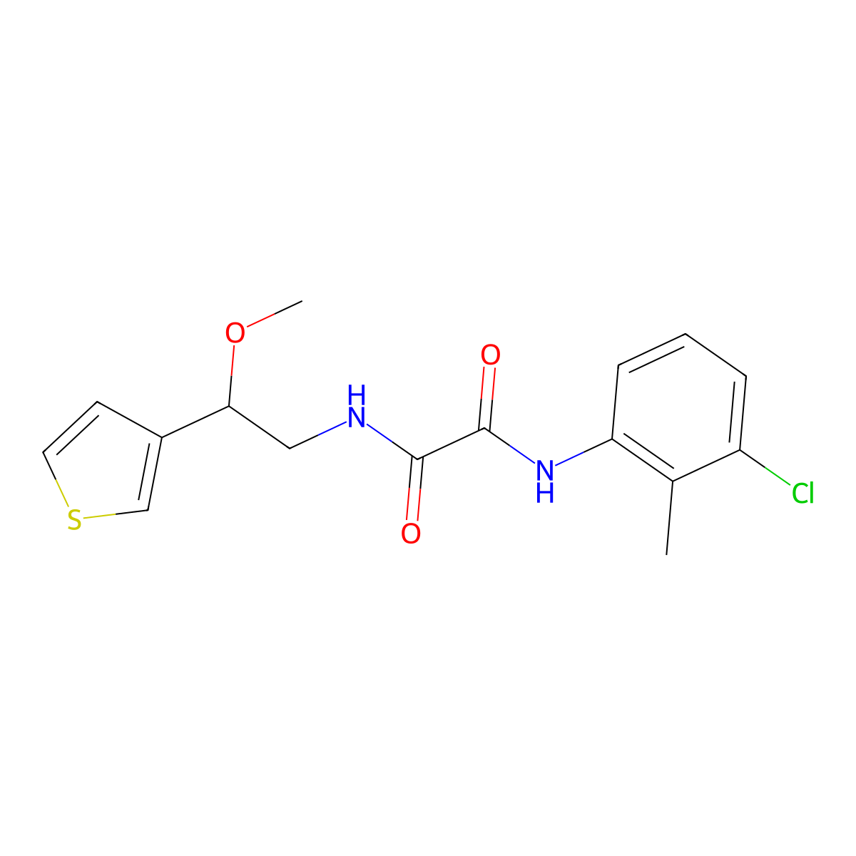 N1-(3-chloro-2-methylphenyl)-N2-(2-methoxy-2-(thiophen-3-yl)ethyl)oxalamide molecular structure, CAS 1448045-10-0