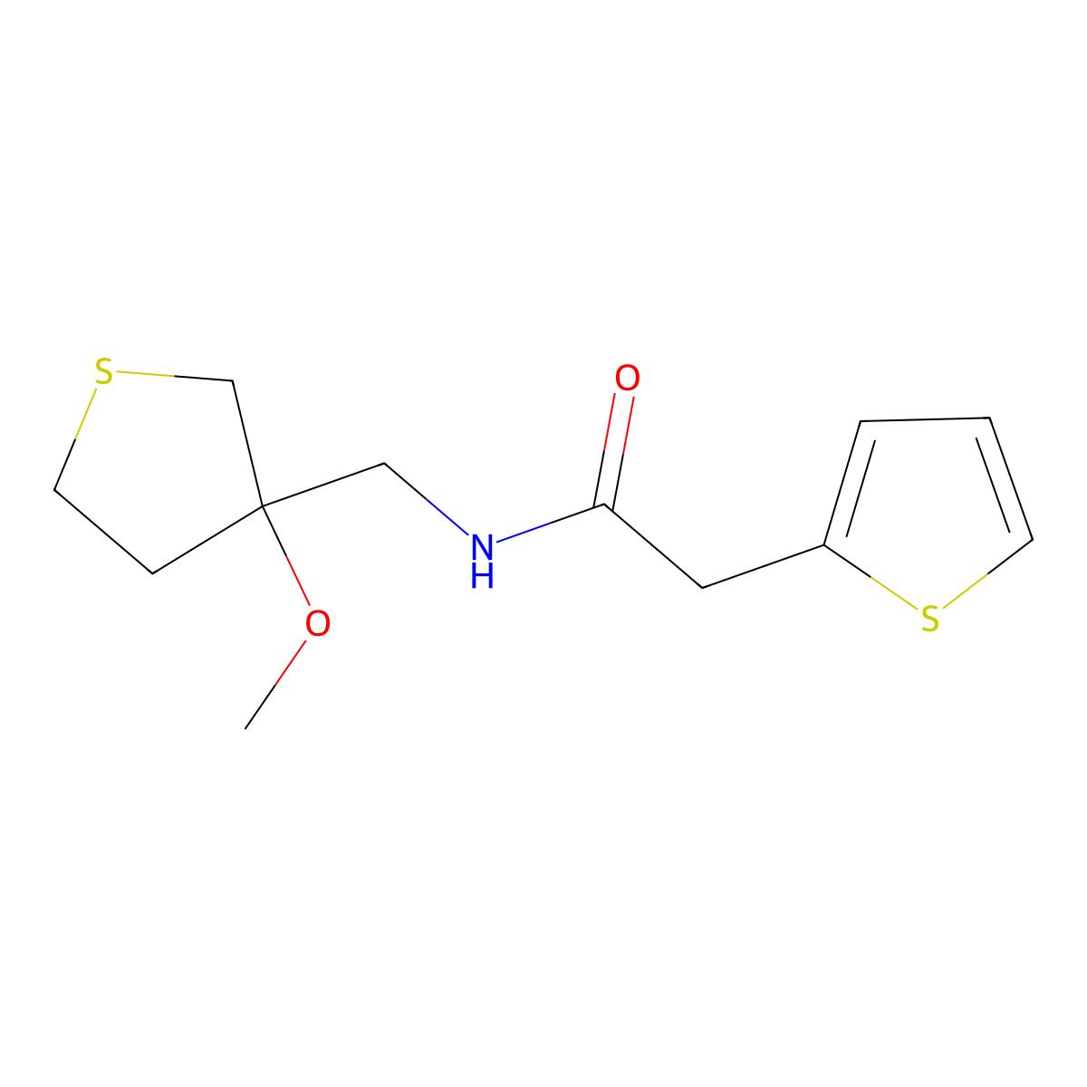 N-((3-methoxytetrahydrothiophen-3-yl)methyl)-2-(thiophen-2-yl)acetamide molecular structure, CAS 1448045-13-3