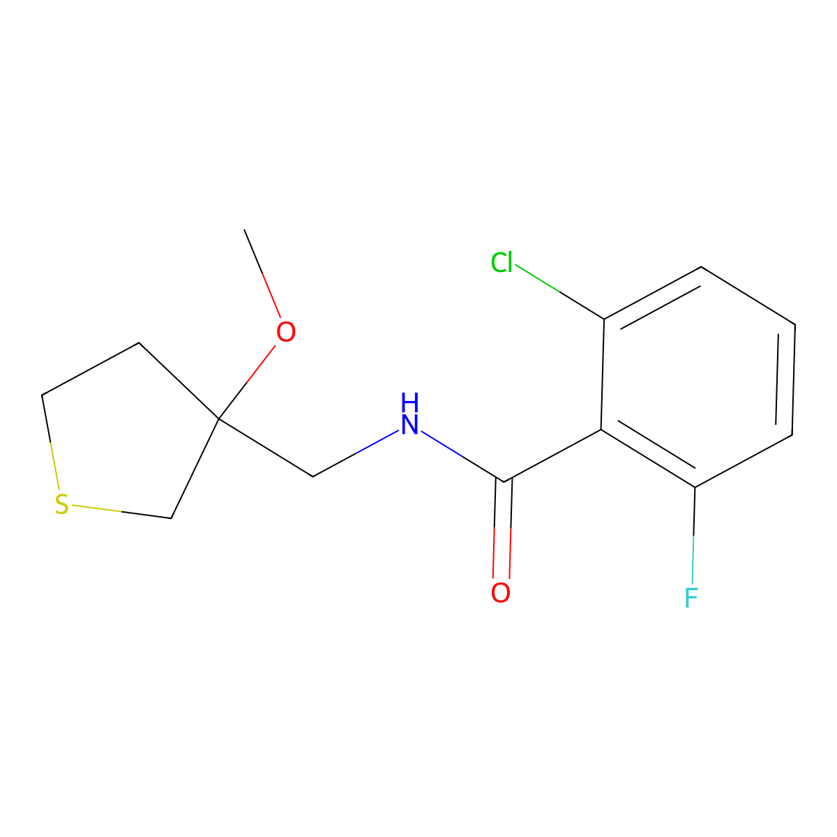 2-Chloro-6-fluoro-N-[(3-methoxythiolan-3-YL)methyl]benzamide molecular structure, CAS 1448045-16-6