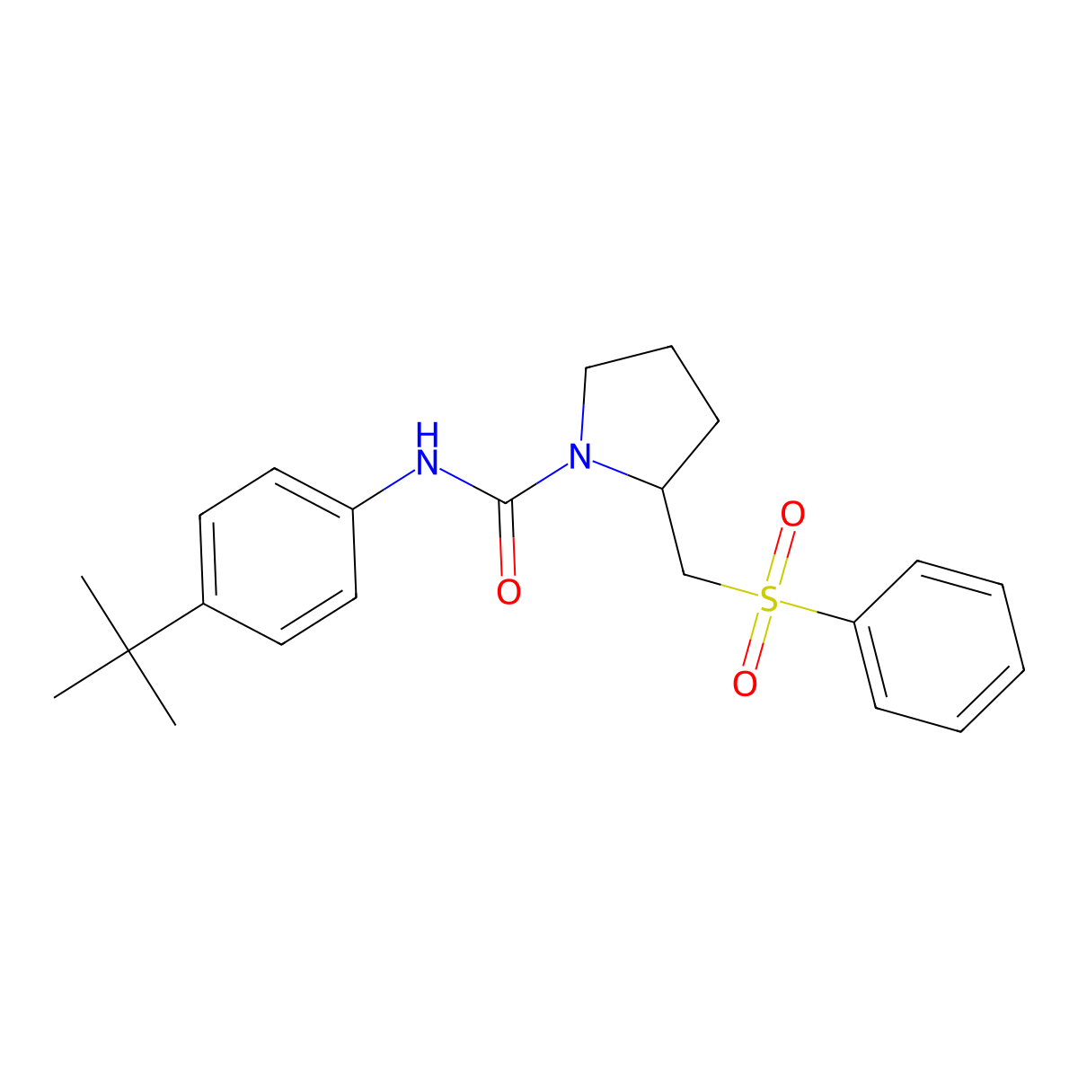 N-(4-(tert-butyl)phenyl)-2-((phenylsulfonyl)methyl)pyrrolidine-1-carboxamide molecular structure, CAS 1448045-22-4