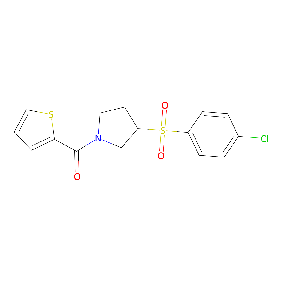 (3-((4-Chlorophenyl)sulfonyl)pyrrolidin-1-yl)(thiophen-2-yl)methanone molecular structure, CAS 1448045-26-8