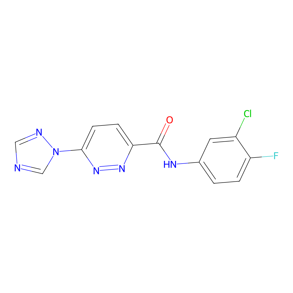 N-(3-chloro-4-fluorophenyl)-6-(1H-1,2,4-triazol-1-yl)pyridazine-3-carboxamide molecular structure, CAS 1448045-29-1