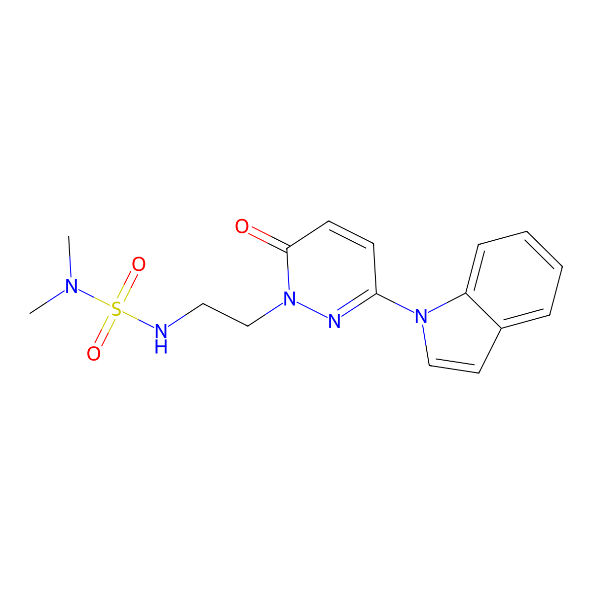 2-{2-[(dimethylsulfamoyl)amino]ethyl}-6-(1H-indol-1-yl)-2,3-dihydropyridazin-3-one molecular structure, CAS 1448045-35-9