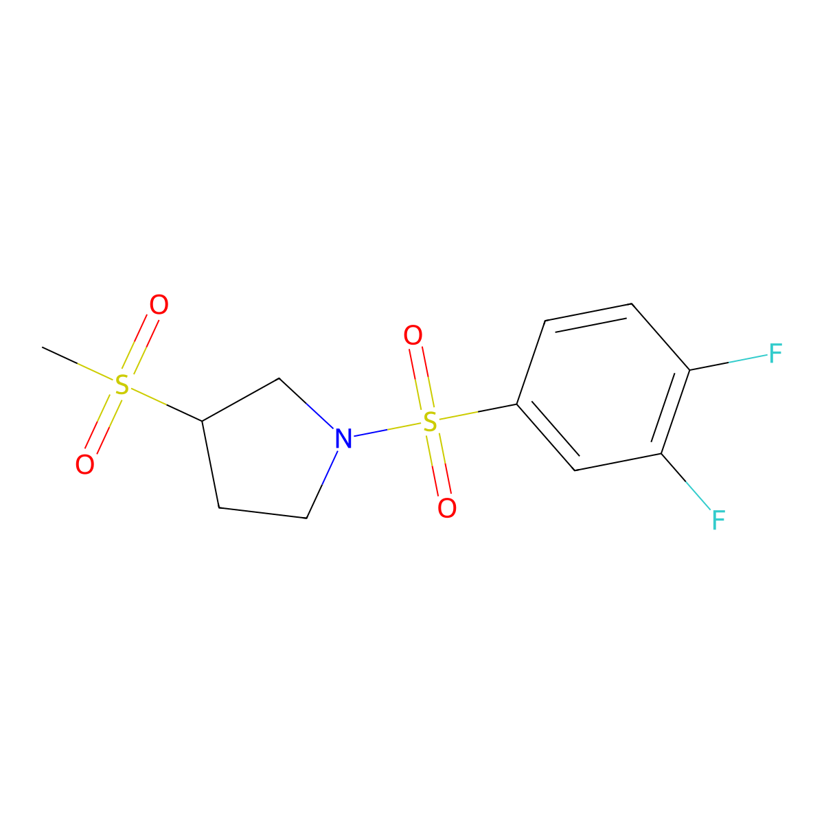 1-((3,4-Difluorophenyl)sulfonyl)-3-(methylsulfonyl)pyrrolidine molecular structure, CAS 1448045-37-1
