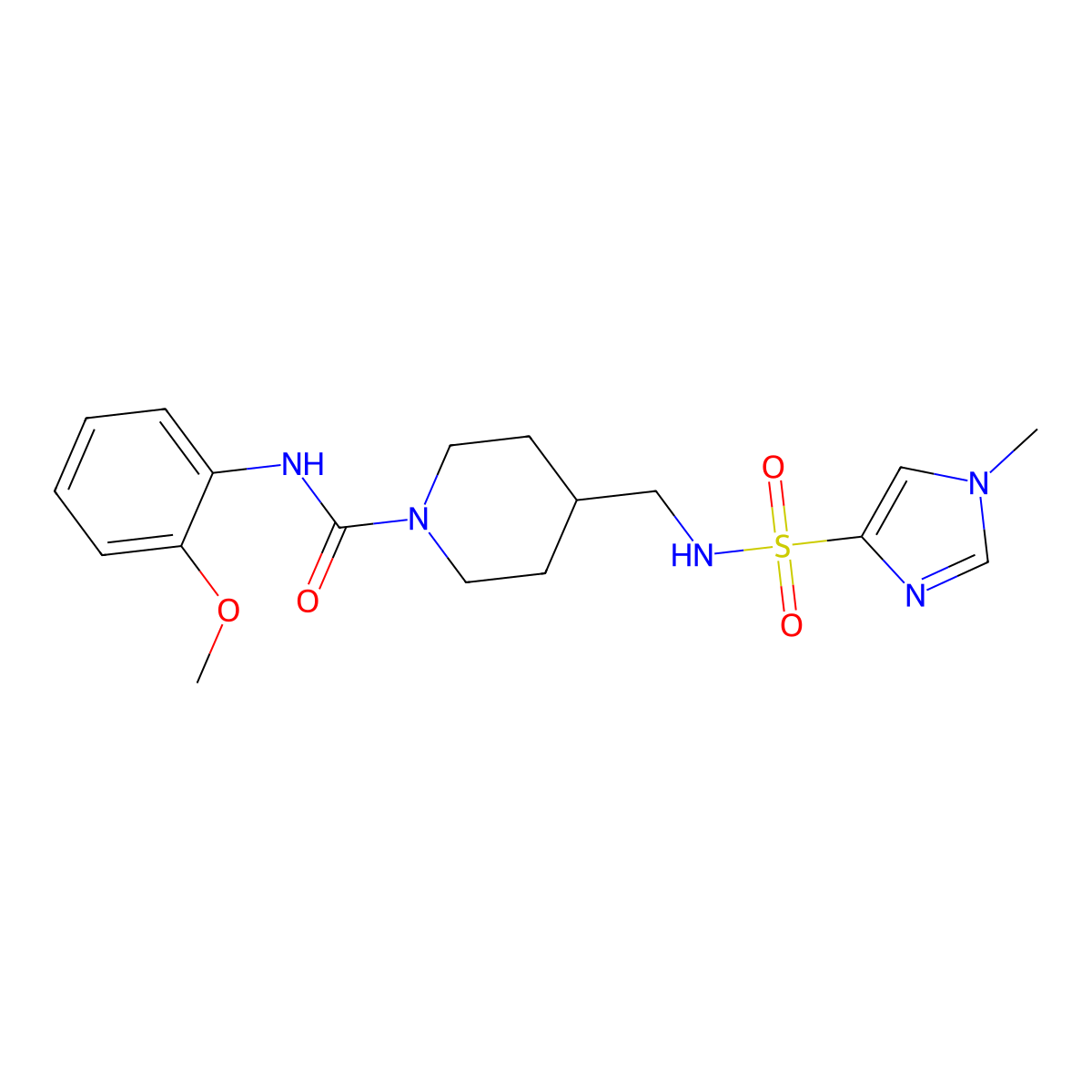 N-(2-methoxyphenyl)-4-[(1-methyl-1H-imidazole-4-sulfonamido)methyl]piperidine-1-carboxamide molecular structure, CAS 1448045-38-2