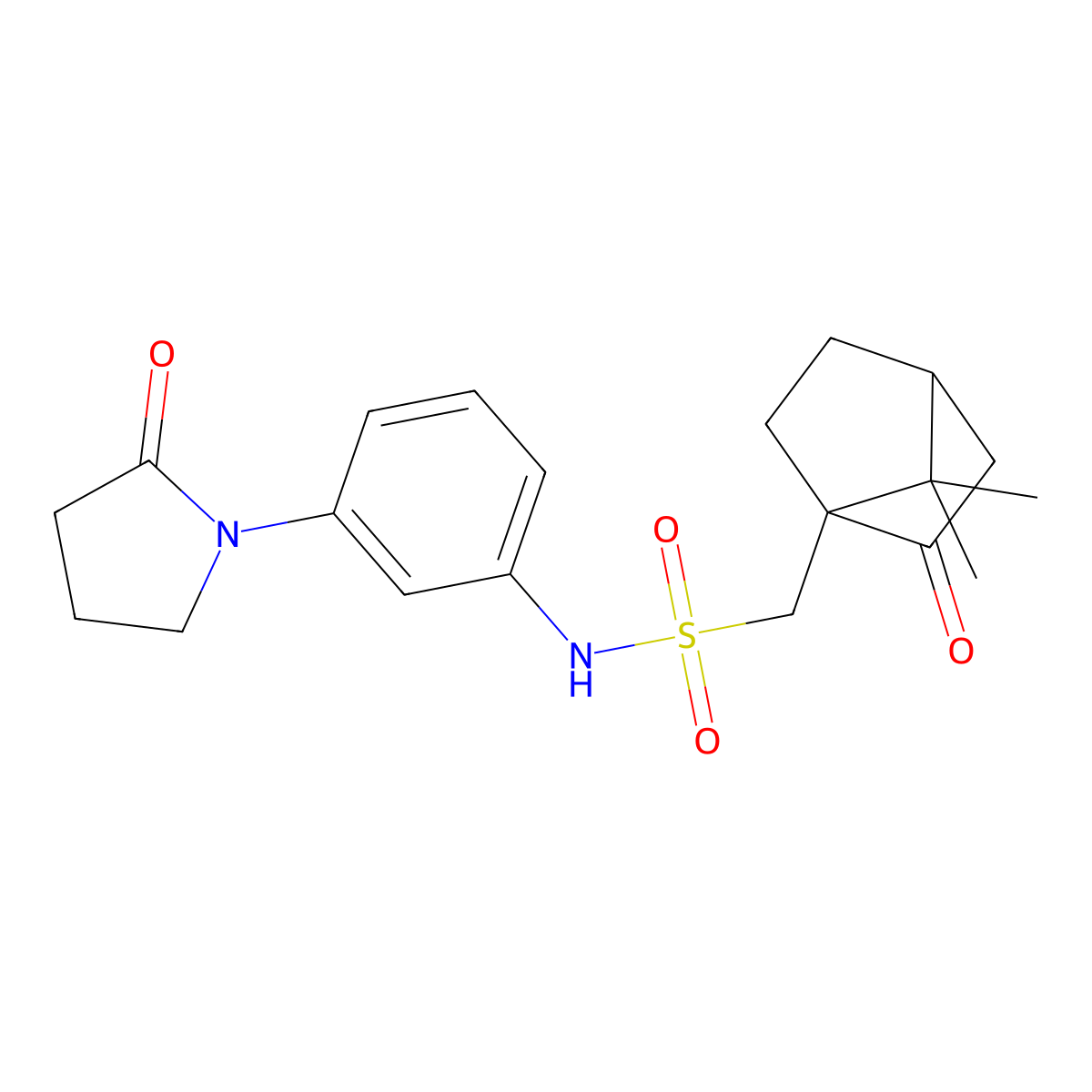 1-(7,7-dimethyl-2-oxobicyclo[2.2.1]heptan-1-yl)-N-(3-(2-oxopyrrolidin-1-yl)phenyl)methanesulfonamide molecular structure, CAS 1448045-39-3