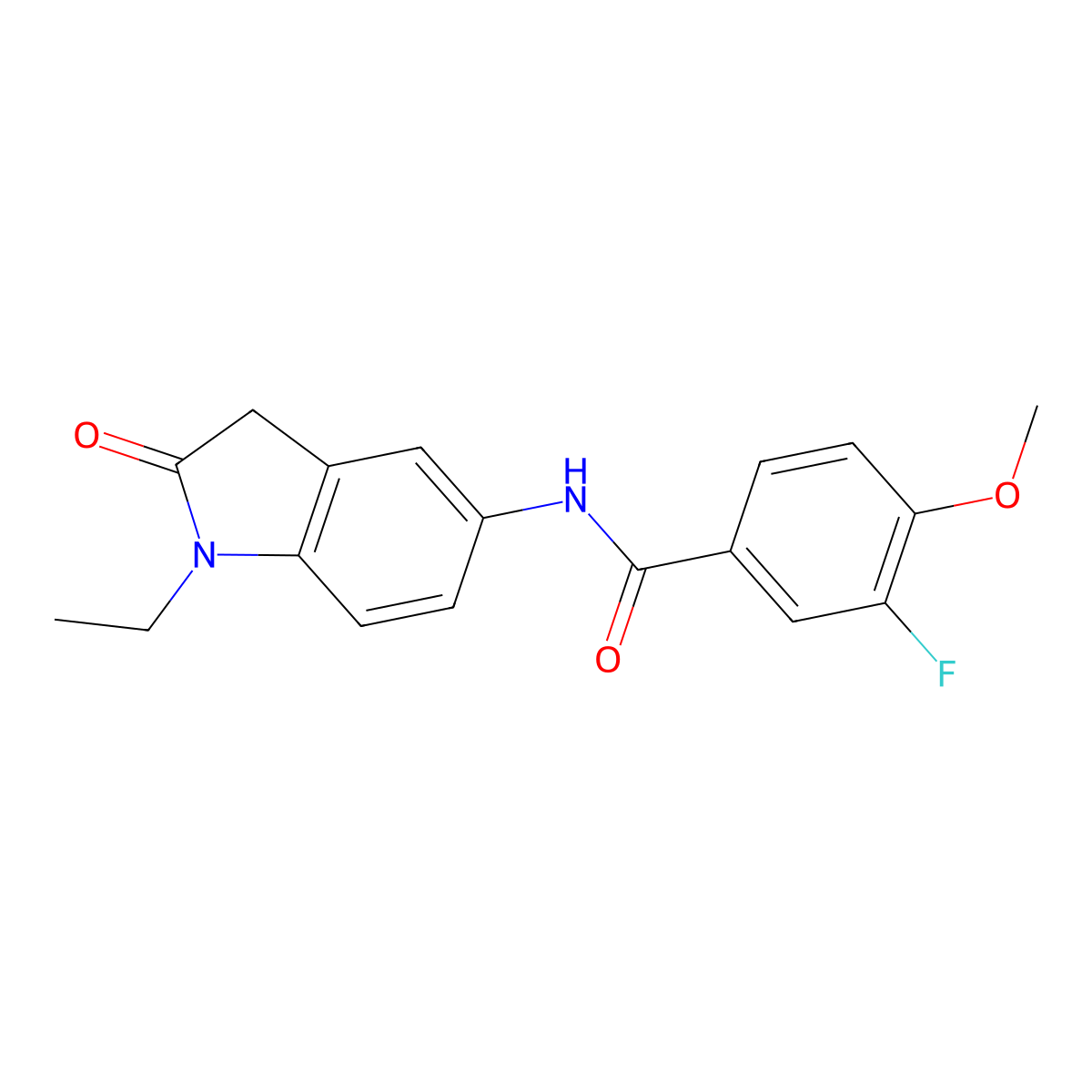 N-(1-ethyl-2-oxoindolin-5-yl)-3-fluoro-4-methoxybenzamide molecular structure, CAS 1448045-40-6