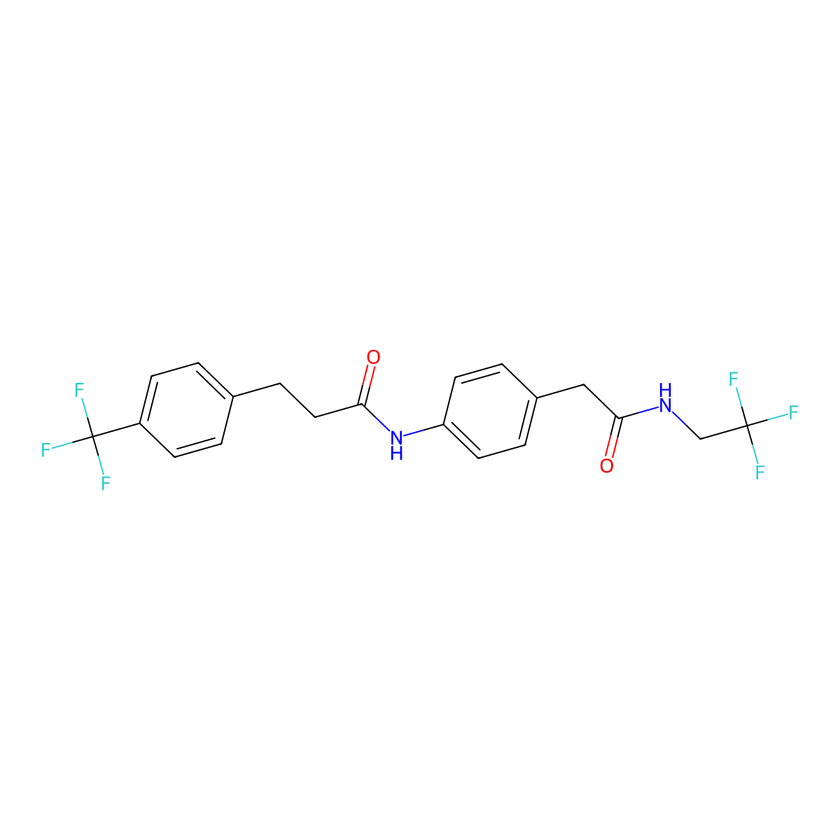 N-(4-(2-oxo-2-((2,2,2-trifluoroethyl)amino)ethyl)phenyl)-3-(4-(trifluoromethyl)phenyl)propanamide molecular structure, CAS 1448045-42-8