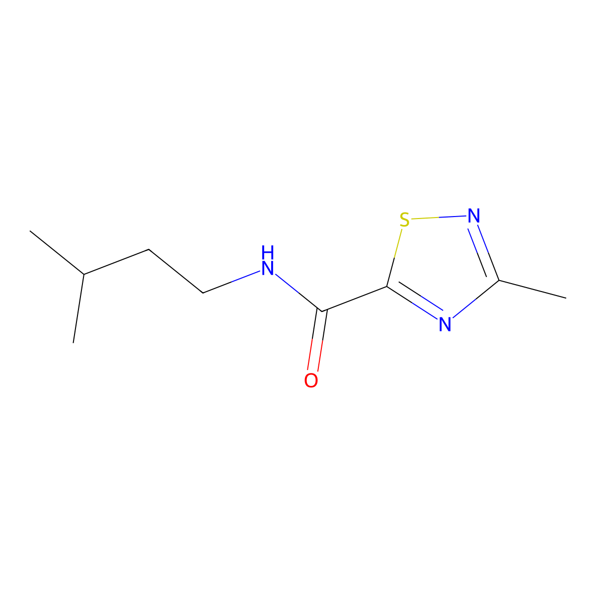 N-isopentyl-3-methyl-1,2,4-thiadiazole-5-carboxamide molecular structure, CAS 1448045-44-0