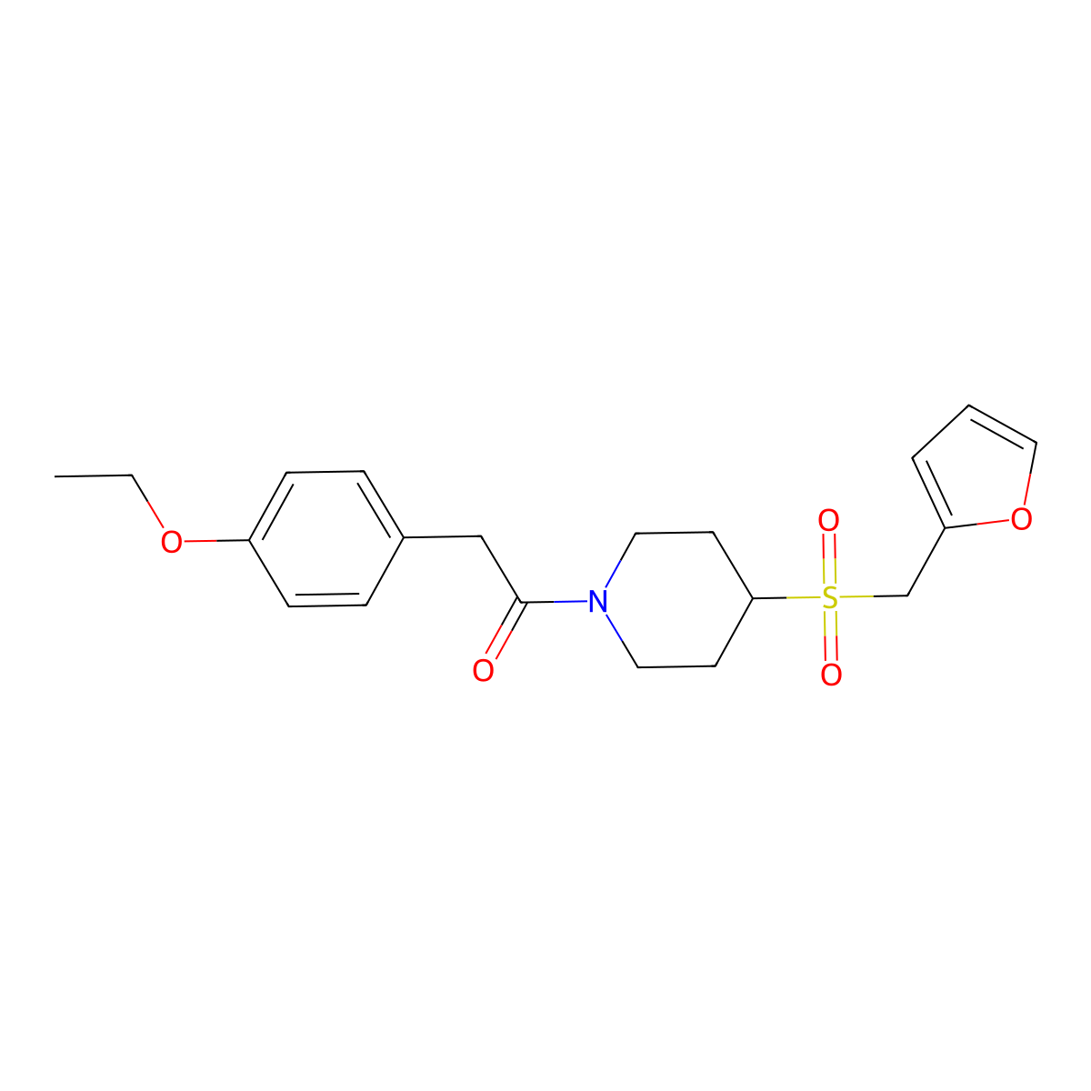 2-(4-Ethoxyphenyl)-1-(4-((furan-2-ylmethyl)sulfonyl)piperidin-1-yl)ethanone molecular structure, CAS 1448045-50-8