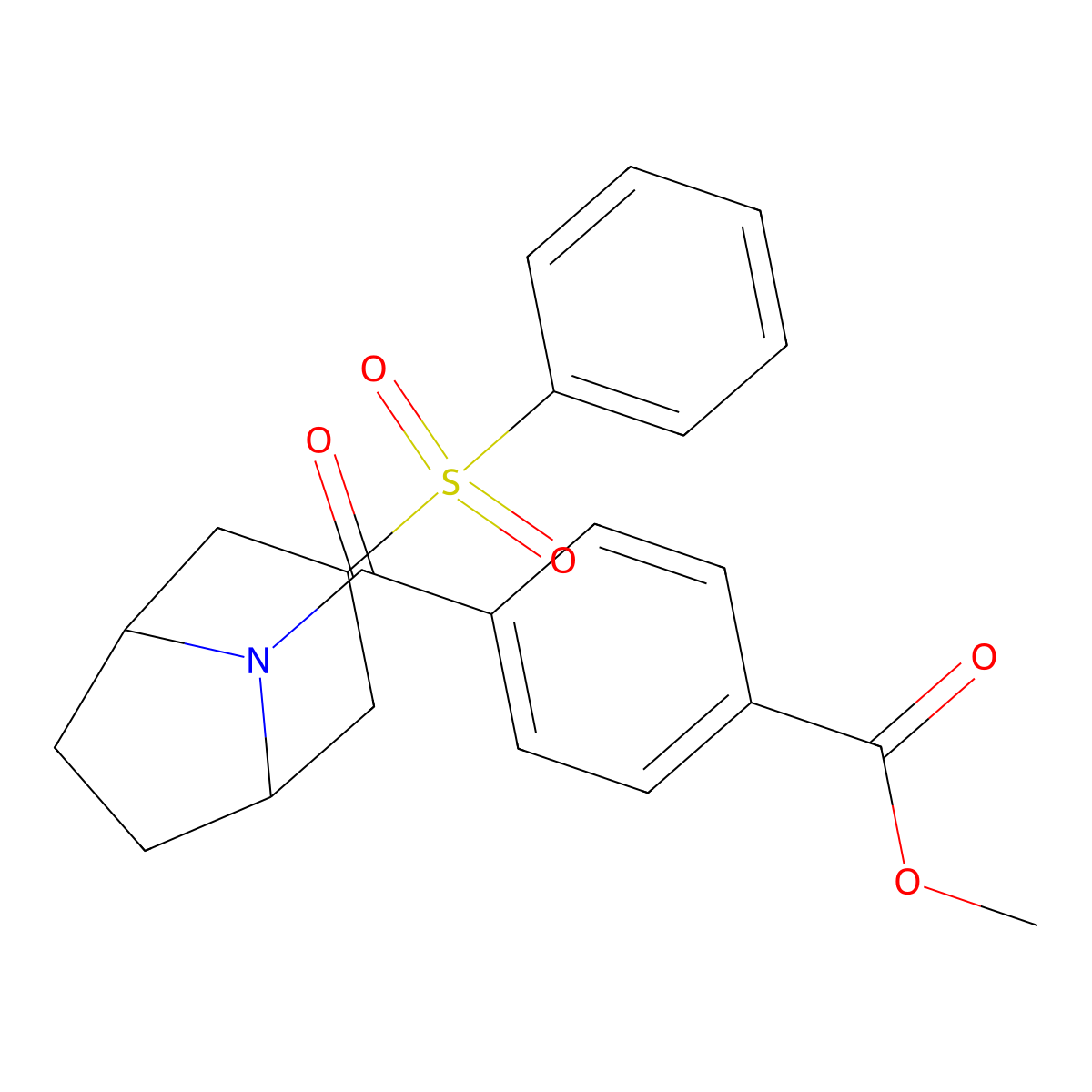 Methyl 4-[3-(benzenesulfonyl)-8-azabicyclo[3.2.1]octane-8-carbonyl]benzoate molecular structure, CAS 1448045-53-1