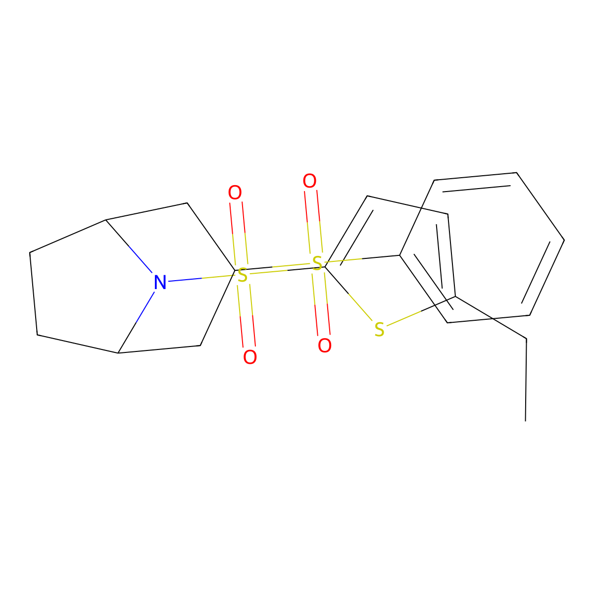 (1R,5S)-8-((5-ethylthiophen-2-yl)sulfonyl)-3-(phenylsulfonyl)-8-azabicyclo[3.2.1]octane molecular structure, CAS 1448045-54-2