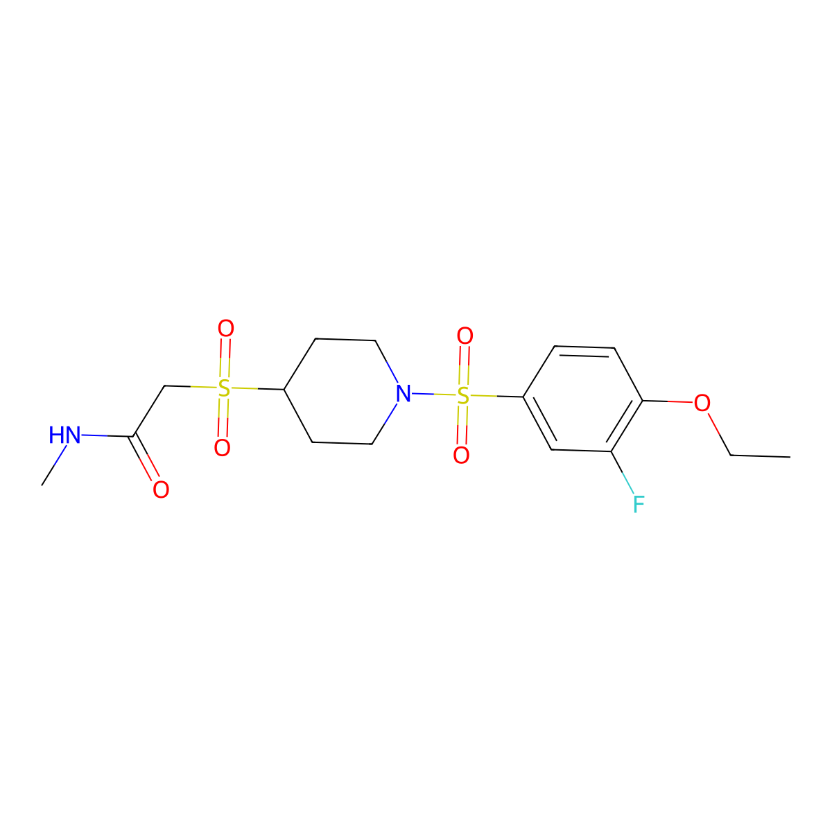 2-((1-((4-ethoxy-3-fluorophenyl)sulfonyl)piperidin-4-yl)sulfonyl)-N-methylacetamide molecular structure, CAS 1448045-56-4