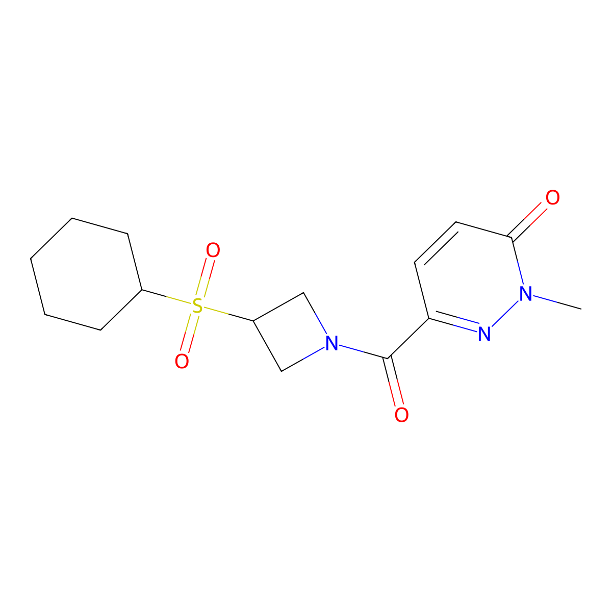 6-(3-(cyclohexylsulfonyl)azetidine-1-carbonyl)-2-methylpyridazin-3(2H)-one molecular structure, CAS 1448045-58-6