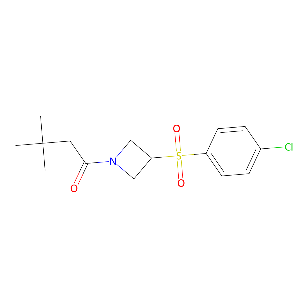 1-(3-((4-Chlorophenyl)sulfonyl)azetidin-1-yl)-3,3-dimethylbutan-1-one molecular structure, CAS 1448045-59-7