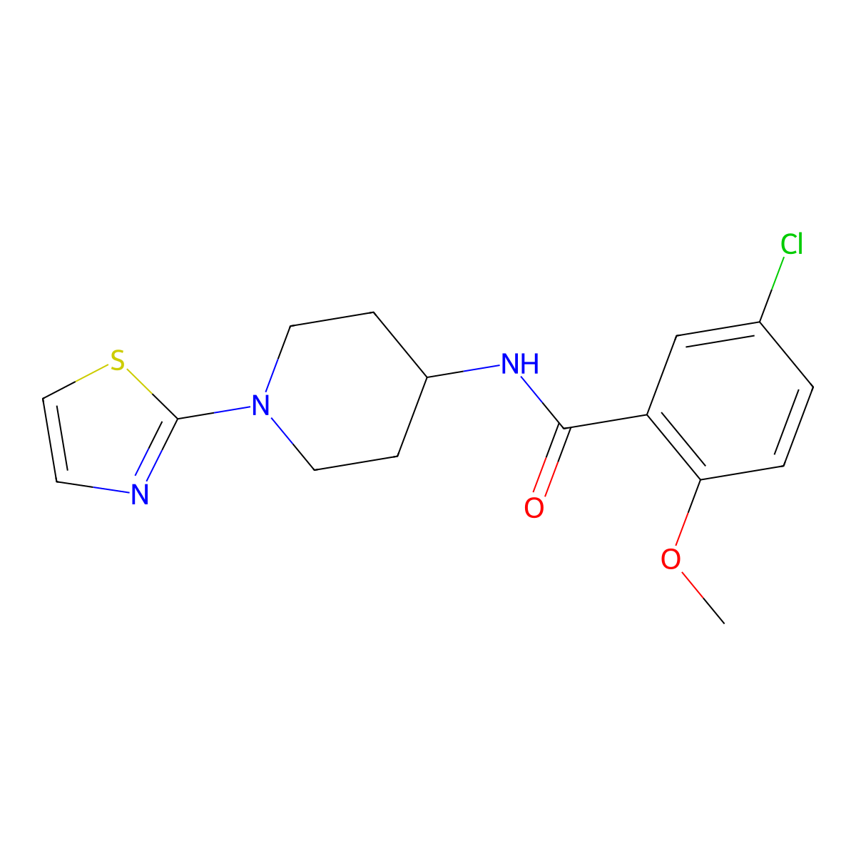 5-chloro-2-methoxy-N-(1-(thiazol-2-yl)piperidin-4-yl)benzamide molecular structure, CAS 1448045-65-5
