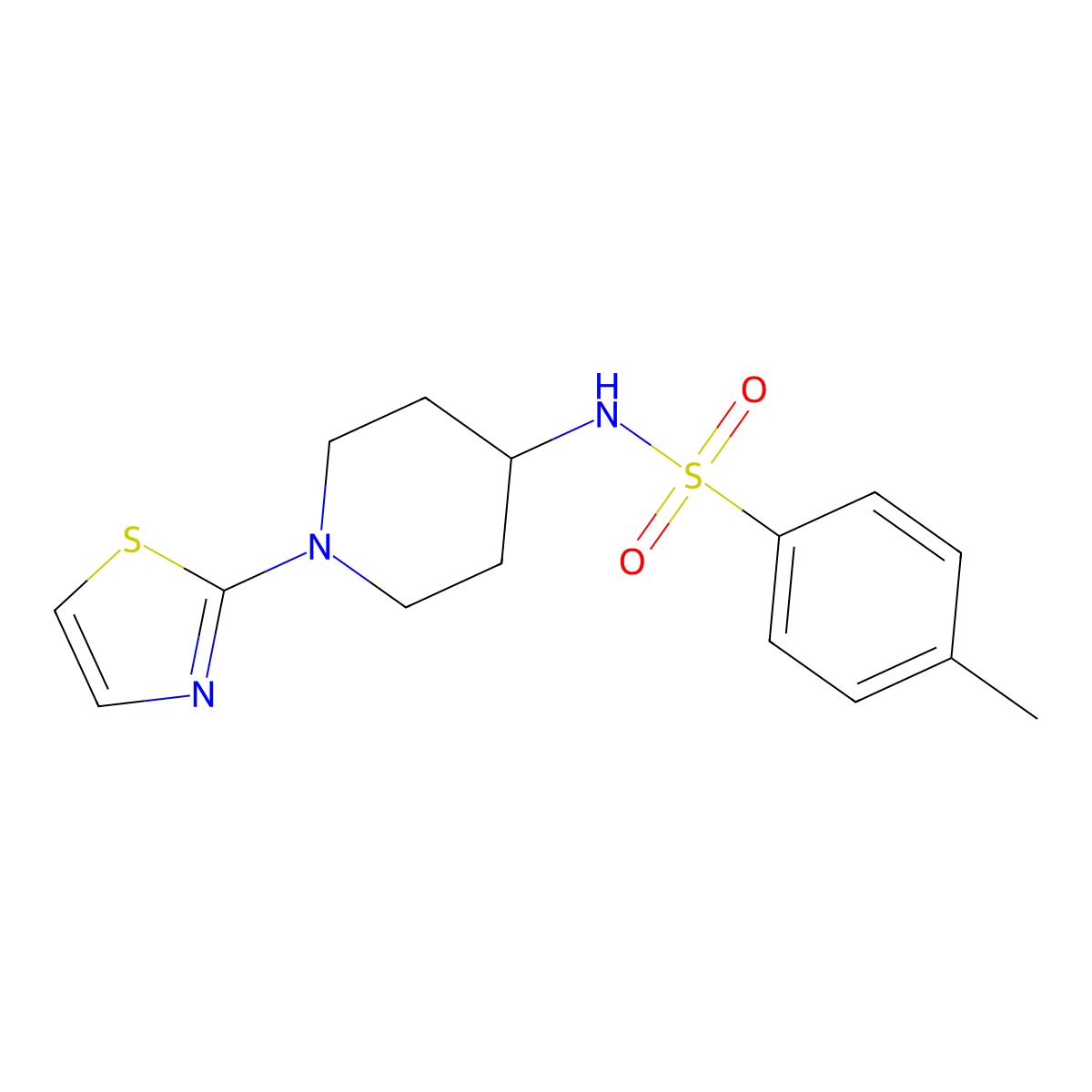 4-methyl-N-(1-(thiazol-2-yl)piperidin-4-yl)benzenesulfonamide molecular structure, CAS 1448045-67-7